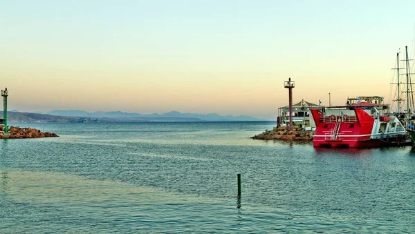 Вид на залив Эйлат с яхтами — стоковое фото