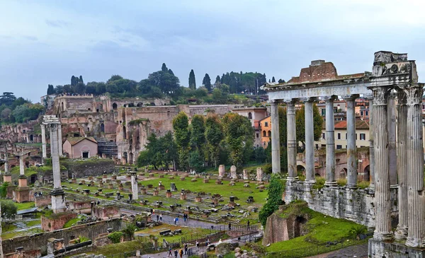 Egy kilátás a Forum Romanum, amely a legfontosabb fórum az ókori Rómában — Stock Fotó