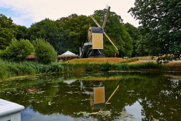 Moinhos de vento perto de um lago em Arnhem. Países Baixos Julho — Fotografia de Stock