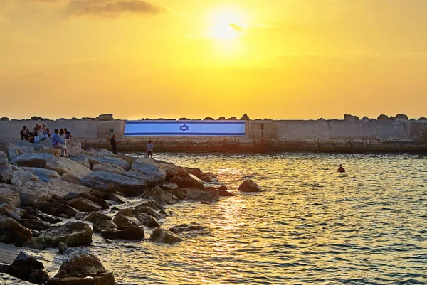 Vista dal vecchio Jaffa al porto al tramonto — Foto Stock