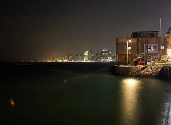 Θέα της νύχτας Τελ Αβίβ με φώτα — Φωτογραφία Αρχείου