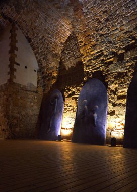 Knights Halls Acre İsrail. 12.-13. Haçlılar ana kale ve karargahları, salonları ve kuzey-batı tarafında yapılar