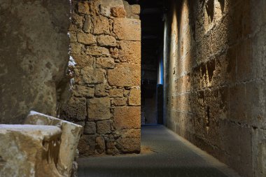 Knights Halls Acre İsrail. 12.-13. Haçlılar ana kale ve karargahları, salonları ve kuzey-batı tarafında yapılar