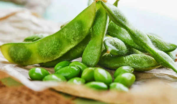 Edamame Sojabonen Bruin Papier Bruine Zak — Stockfoto