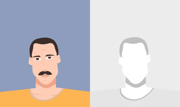 Bir adamın portresi. Siluet. Avatar. Vektör Düz Çizim.