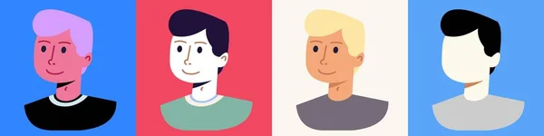 Basit bir çocuk portresi. Avatar. Vektör Düz Çizim. Renkli paket ve siluet