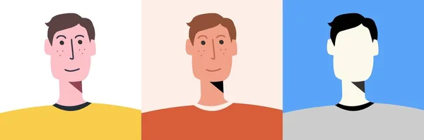 Basit bir genç ön portresi. Avatar. Vektör Düz Çizim