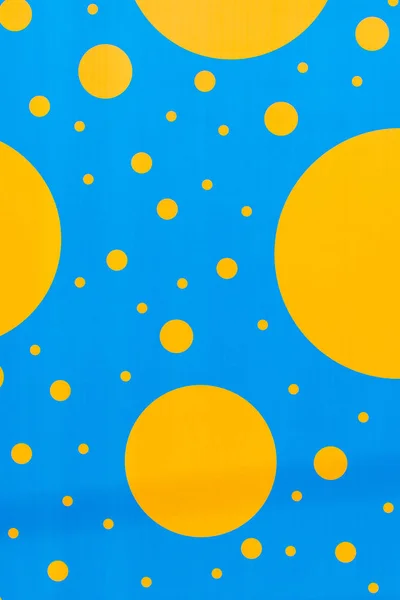 blue background yellow circles many different