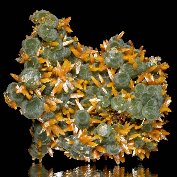 Matris Ma.gnolia.com Ojuela madeni, Mapim, Mun gelen yeşil Mimetites ile oturan karamela Wulfenite kristallerinin Müzesi örnek. de Mapim, Durango, Mexico