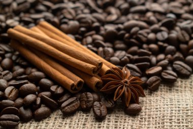 aniseas ve tarçın hafif çuval üzerinde sopa