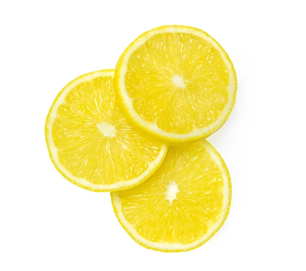 柠檬在白色的背景。 圆片柑橘片 — 图库照片