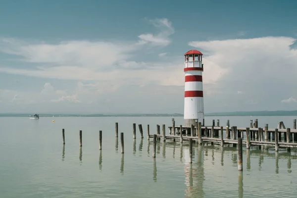 Lighthouse Podersdorf See Lake Neusiedler See Burgenland Austria — Stock Photo, Image