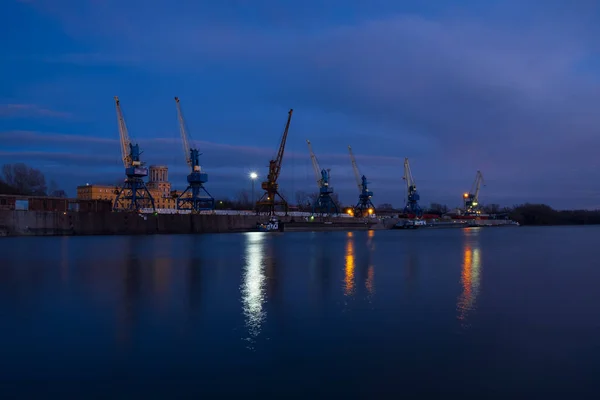 Kranen Haven Van Nacht — Stockfoto