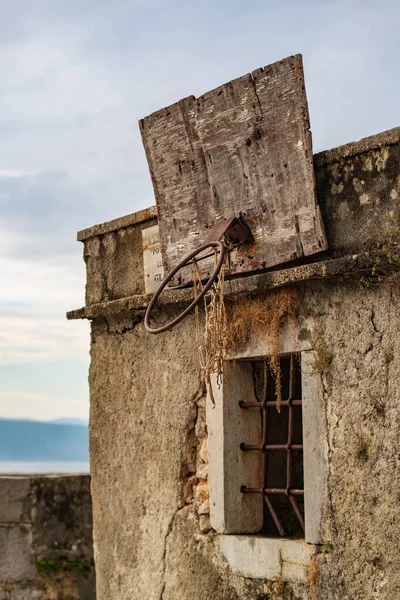 Cercle Basket Vintage Sur Vieux Bâtiment — Photo