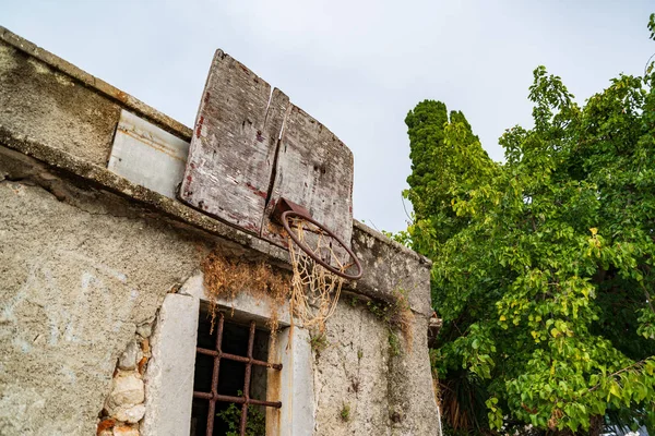 Cercle Basket Vintage Sur Vieux Bâtiment — Photo