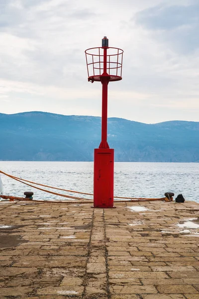 Red Lighthouse Pier Croatia — Stock Photo, Image
