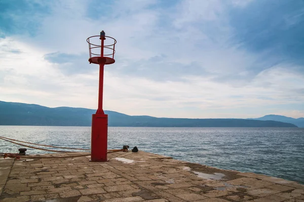 Red Lighthouse Pier Croatia — Stock Photo, Image