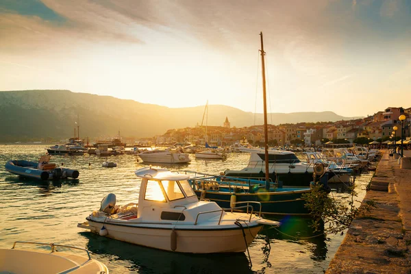 Лодки Причале Хорватия — стоковое фото