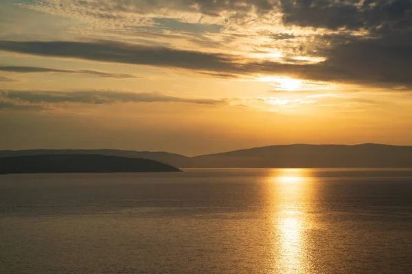 Sea Zachód Słońca Wyspa Krk Chorwacja — Zdjęcie stockowe