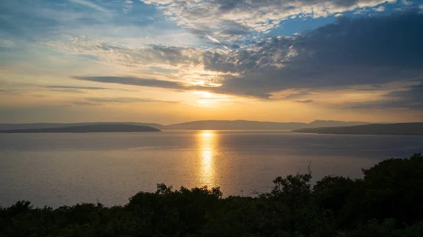 Sunset Sea Krk Island Croácia — Fotografia de Stock