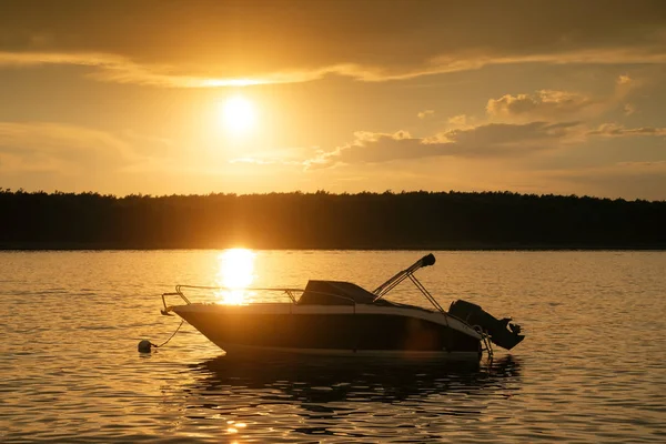 Boat Sunset Adriatic Sea — Stock Photo, Image