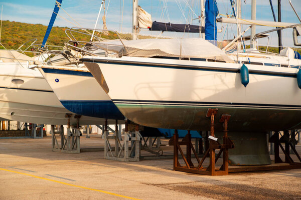 ships are waiting for repairs in dockyard