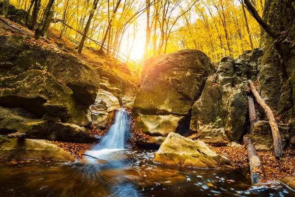 Chute Eau Dans Forêt Automne — Photo