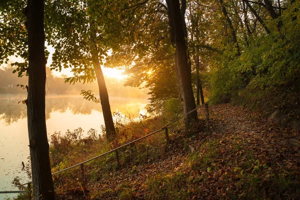 Herbstsee Sanftem Warmen Licht — Stockfoto