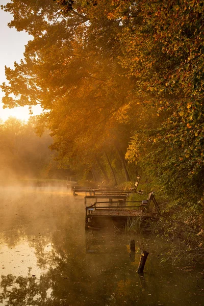 Sonbahar Gölde Sabah — Stok fotoğraf