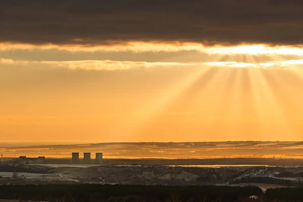 Poluare Fum Tub Industrial Stație Termică — Fotografie, imagine de stoc