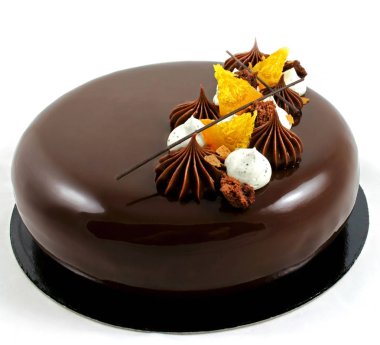 Şanti ganache ile portakal ve çikolatalı kek