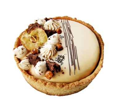 Çerez kenarlıklı elma ve karamel fındıklı kek