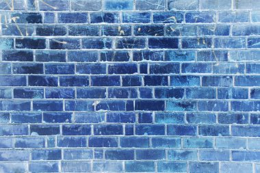 Beyaz vinyet ile mavi tuğla dokulu duvar arka plan