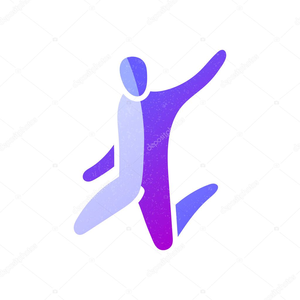 Vector illustration of jumping people. Man woman kid silhouette. Body figure icon sign. Trampoline park concept. Healthy active sport. Birthday bounce party decoration.