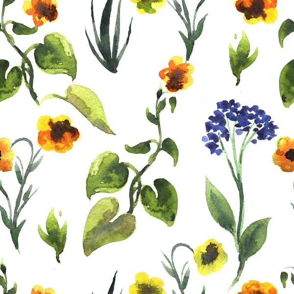 원활한 식물 패턴입니다. 꽃 장식 그림. — 스톡 사진