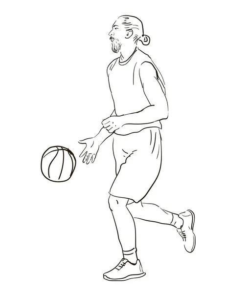 Jugador de baloncesto jugando — Vector de stock