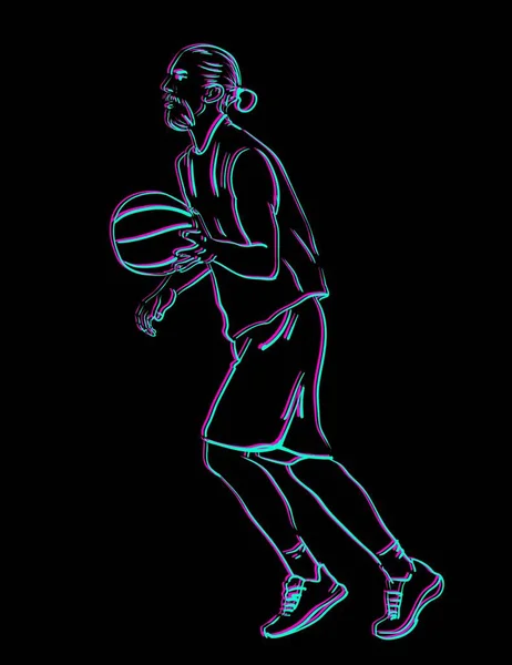 Jugador de baloncesto jugando — Vector de stock