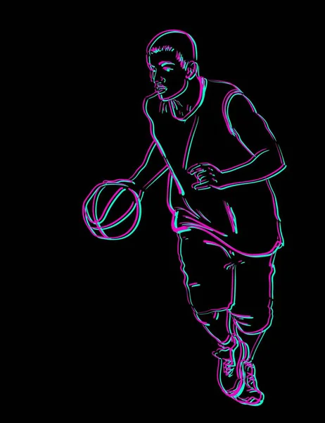 Jugador de baloncesto jugando — Vector de stock
