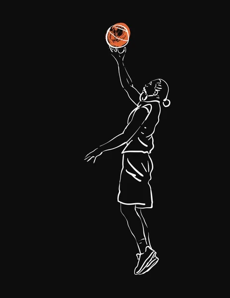 Jugador de baloncesto jugando — Vector de stock