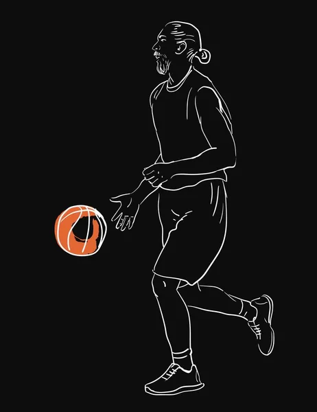 Jugador de baloncesto jugando — Vector de stock