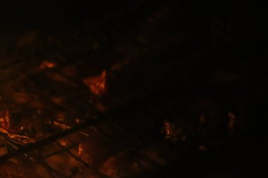 Bir ızgarada Somon ızgara biftek. Yangın alev ızgara. Restoran ve Bahçe mutfak. Bahçe partisi. Sağlıklı yemek.