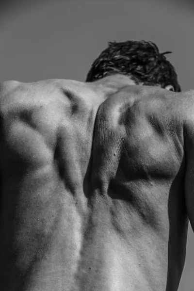 Image Noir Blanc Homme Musclé Corps Athlétique Formes Musculaires Masculines — Photo