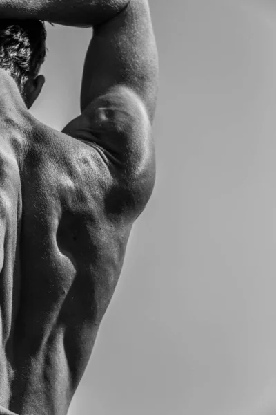 Immagine Bianco Nero Uomo Muscoloso Corpo Atletico Belle Forme Muscolari — Foto Stock