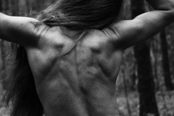 Nahaufnahme Anmutige Pose Des Weiblichen Nackten Rückens Schöner Athletischer Frauenkörper — Stockfoto