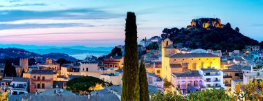 Panorama of beautiful Begur early evening, Costa Brava, Catalonia, Spain near Girona and Barcelona. clipart