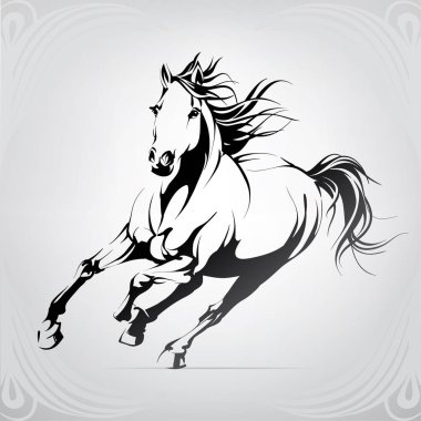 Silhouette of the running horse clipart