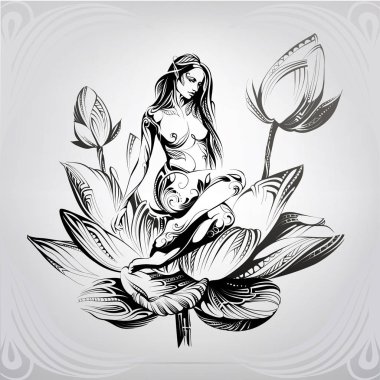 Süslü çiçekli bir kız