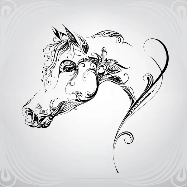 The head of a horse in a vegetable ornament — Stock Vector