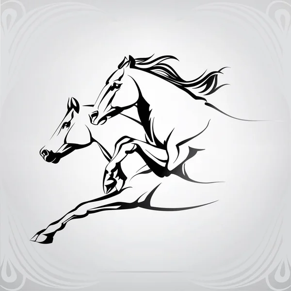Silhouette dei cavalli in corsa — Vettoriale Stock