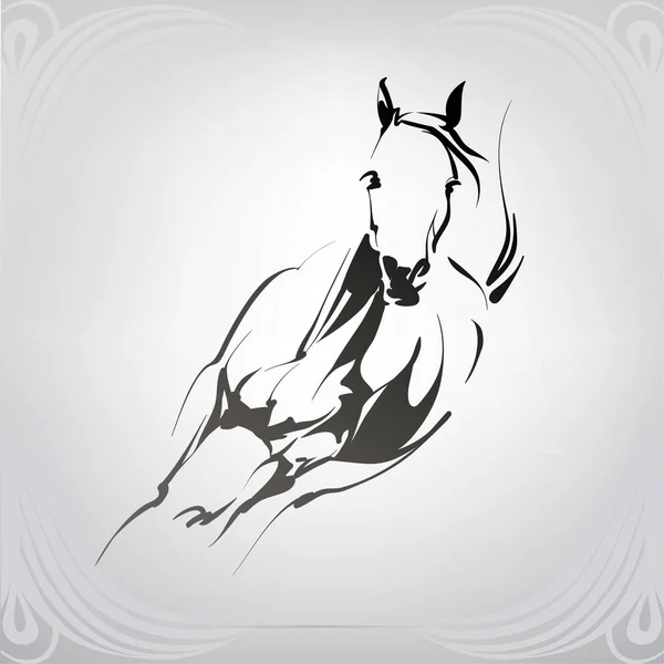 奔跑的马的矢量轮廓 — 图库矢量图片